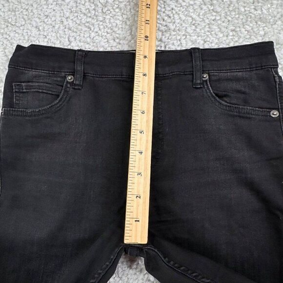 Free People Shark Bite Distress Raw Hem Skinny Jeans Black - Picture 10 of 13